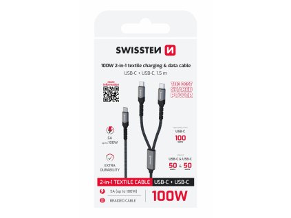 Kabel pro Swissten Textile 2v1 duální USB