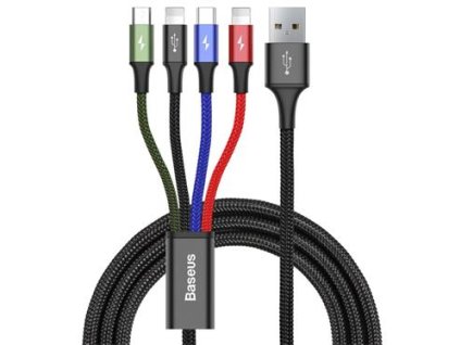 Baseus CA1T4-A01 Fast 4in1 Kabel 2x Lightning, USB-C, MicroUSB 3.5A 1.2m Black