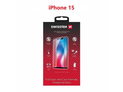 Náhradní díl pro Swissten iPhone 15 - 54501840 - Celé lepidlo - Černé
