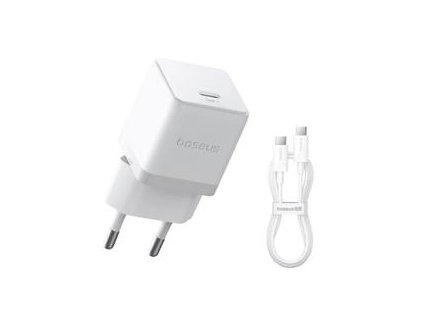 Baseus Palm Fast Nabíječka USB-C 20W + Datový Kabel USB-C/USB-C 1m White