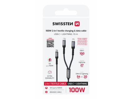 Kabel pro Swissten Textile 2v1 USB