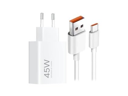 Xiaomi MDY-17-EF USB-A 45W Cestovní Nabíječka + USB-C 6A Datový Kabel White…