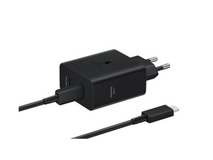 EP-T5020XBE Samsung Dual USB-C 50W Cestovní nabíječka + USB-C Datový Kabel Black