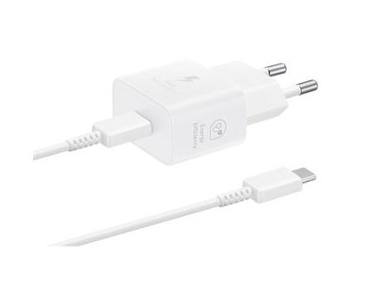 EP-T2510XWE Samsung USB-C 25W Cestovní nabíječka + USB-C Datový Kabel White