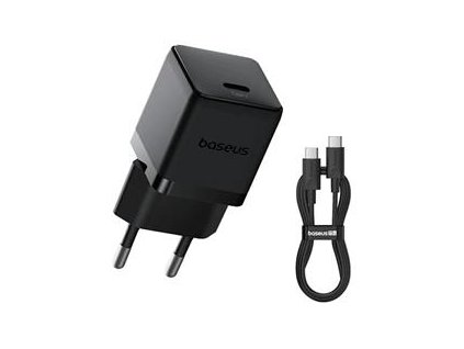Baseus Palm Fast Nabíječka USB-C 20W + Datový Kabel USB-C/USB-C 1m Black